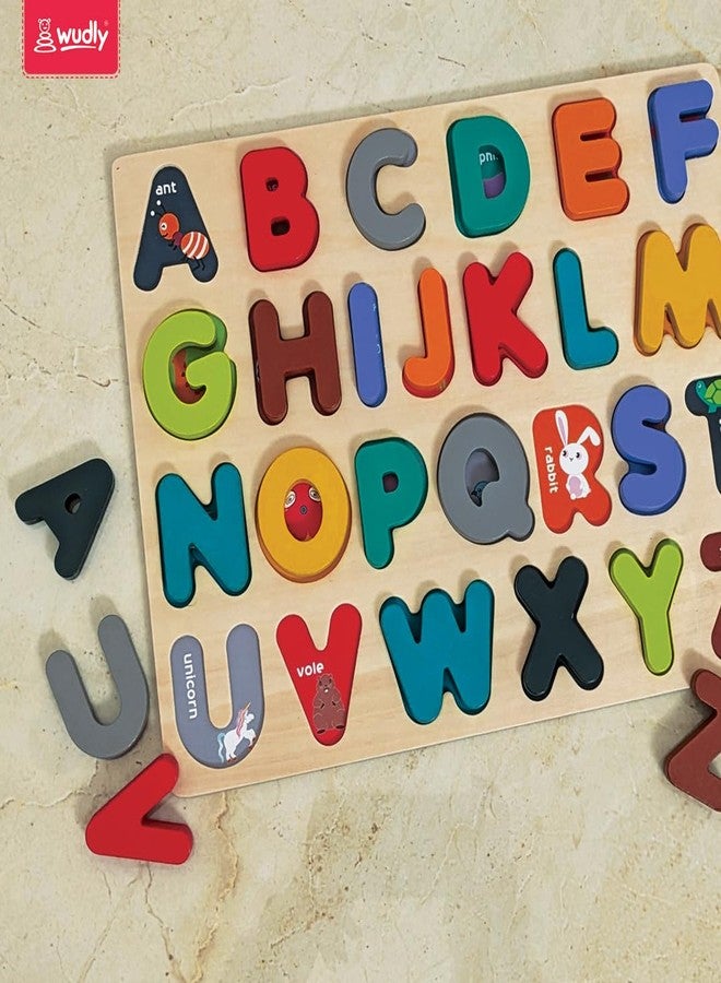 Wudly® Wooden Alphabet Puzzle Board for Kids | A to Z ABC Learning Toy | Montessori Educational Toy for Toddlers | Early Learning Alphabet Recognition Puzzle for Boys & Girls (3+ Years) - Image 3